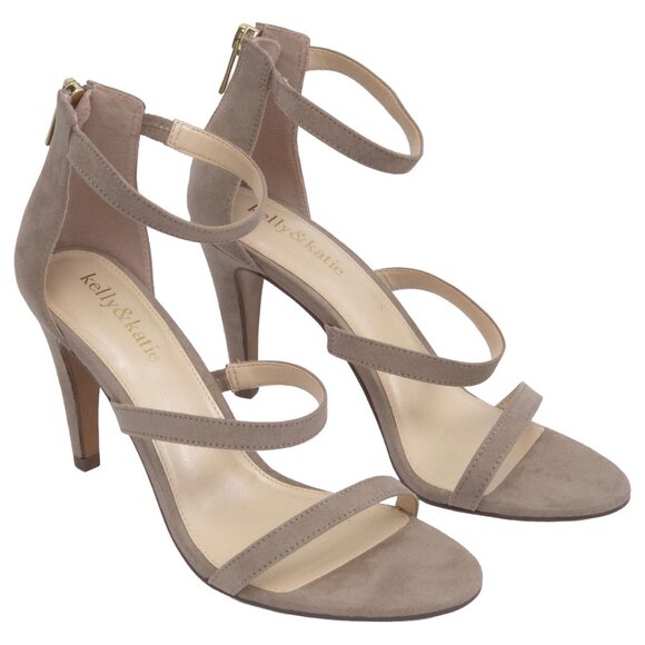 🌟 Kelly & Katie Cleo Heeled Sandal - Nude/Beige Faux Suede - Size 8 🌟 - Picture 4 of 11